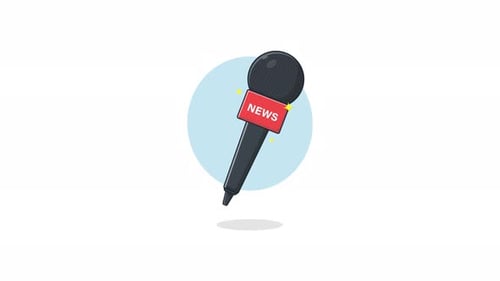 4k News Microphone. Press Media Concept Animation Video