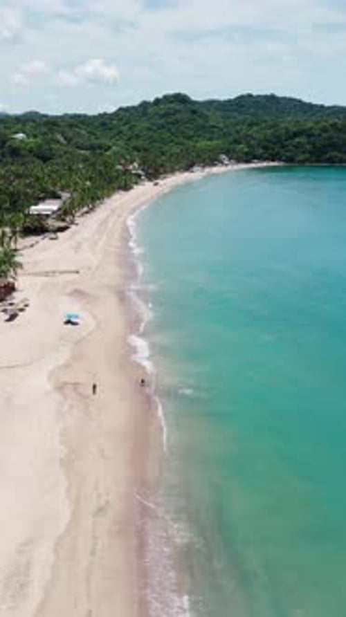 Drone Flying Over The Warm, Calm Waters Of Lo De Marcos Beach, Nayarit, Mexico