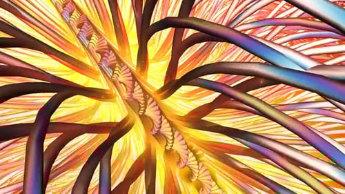 Futuristic Data Stream Animation with Glowing Spiral Core