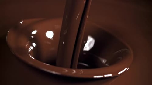 Melted Liquid Chocolate Filmed on a Highspeed Camera at 1000 Fps