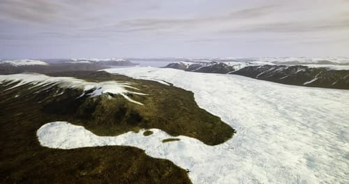Expansive Aerial View of a Glacier Landscape in a Remote Wilderness