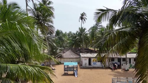 Aerial video over Grand Bassam Ivory Coast, on a sunny day.