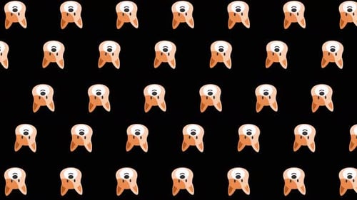 A cute dog head animated pattern design