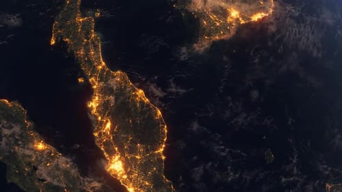 Planet Earth At Night. Thailand. View From Space Orbit