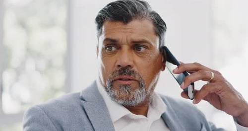Phone call, business leadership and man in office for corporate communication