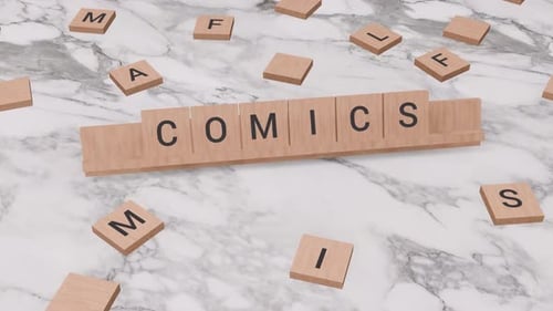 Animated Scrabble Letters Form COMICS Word