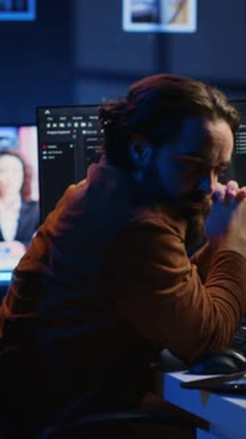 Developer Typing Code in Home Office to Develop Software Application