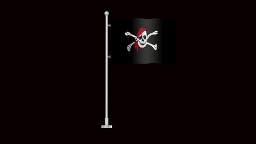 Animated Waving Pirate Flag with Skull and Crossbones