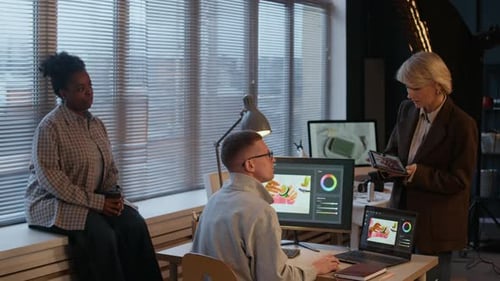 Production Team Working in Studio Together