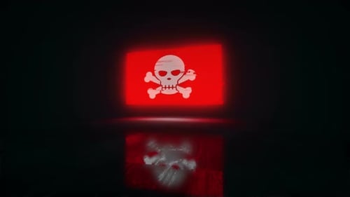 Pirates skull flag waving glitch noise