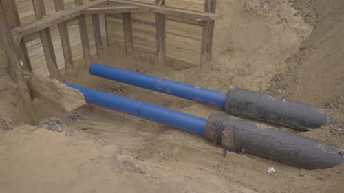Excavated Soil Exposes Water Pipes for Replacing in Another Place