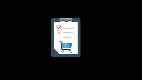 Animated Checklist with Shopping Cart and Gear Icon