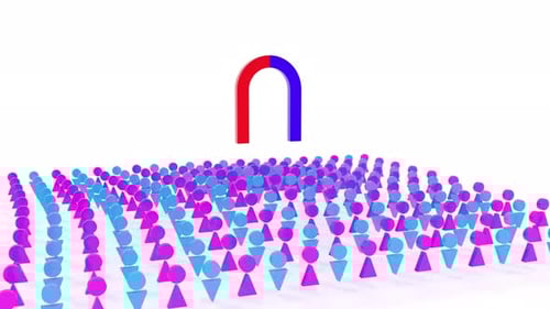 Animated Magnet Attracting Abstract People Figures