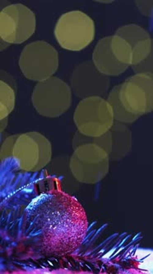 Vertical Christmas Holiday Pine Branch Ball Snow