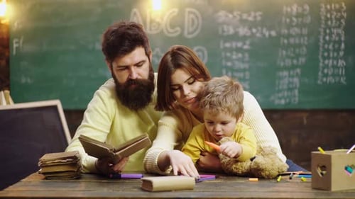 Cute Clever Boy Study