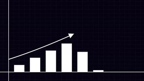 Grafikdiagramm mit einem Aufwärtspfeil auf schwarzem Hintergrund