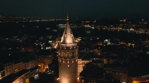 city lights and galata tower view
