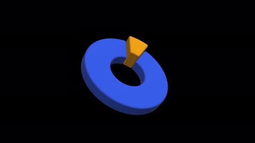 Yellow and blue pie chart business statistic presentation 3d animation on black background