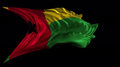Guinea-Bissau Flag Waving with Realistic Fabric Movement