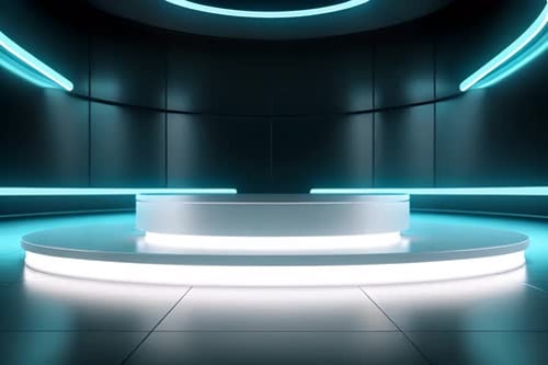 podium Futuristic showcase with platform for product displaying. Empty modern stage display
