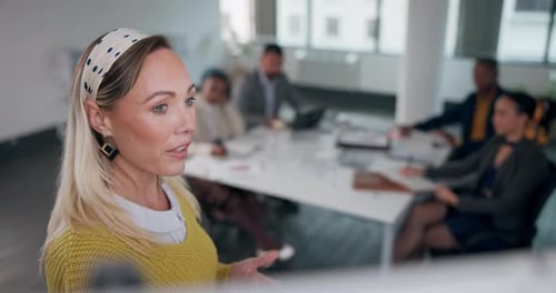 Business Presentation in Modern Office Meeting Room