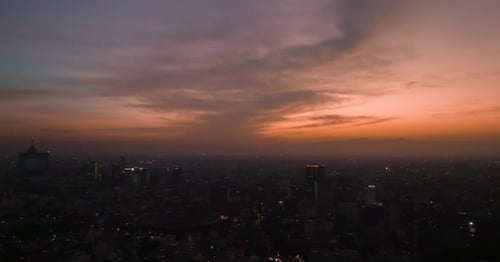 Beautiful aerial view of modern urban Mexico City, at sunrise