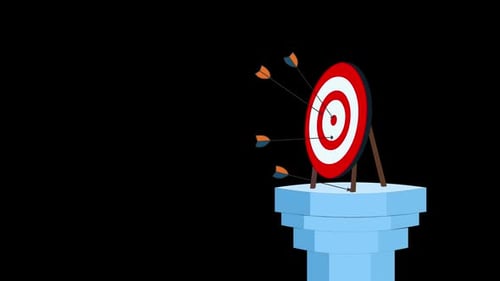 Target with Arrows Hitting Success Flat Design Animation
