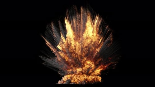 Massive Explosion with trails on transparent background