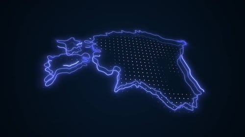 3D-Umrandung der estnischen Landkarten, Schleifenhintergrund, neonblau