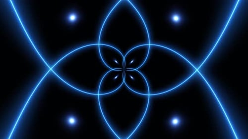 Rotating Shiny Blue Light 4 Petal Flower Shape Lines Loop