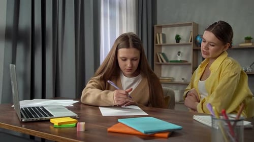 Teen Studying with Tutor High Fiving Success