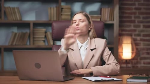 Determined Businesswoman Saying No with Crossed Arms