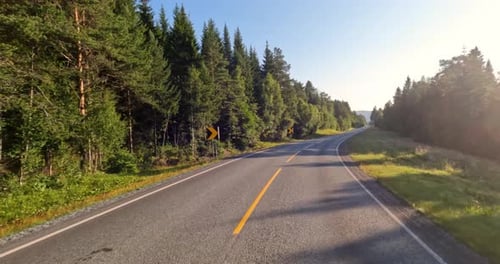 Vehicle point-of-view Driving a Car on a Road in Norway