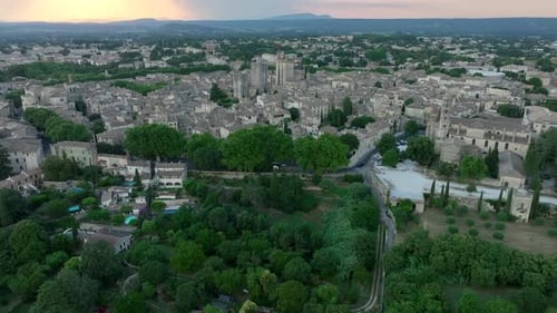 Uzès City Aerial Establishing View