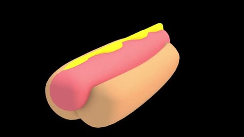 3D Hotdog Rotating With Alpha Channel
