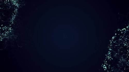 D'élégantes particules lumineuses dansent dans un espace numérique d'un bleu profond