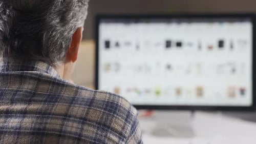 Man doing online store shopping from home.