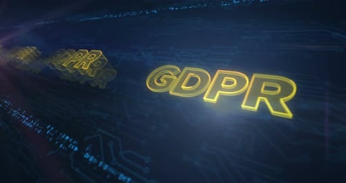 Los símbolos de protección de datos del RGPD recorren el concepto de bucle cibernético