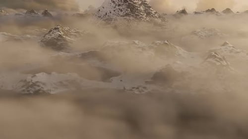 Snow-capped Mountain Above Moving Cloud Cover