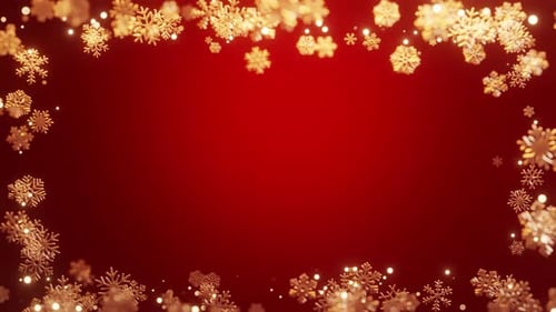 Christmas gold snowflakes coloured theme frame with lights .