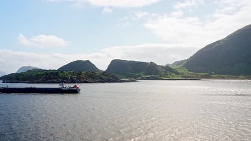 Norway cargo ship is passing by on a voyage