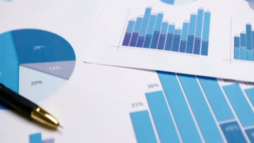Konzept der Finanzberichte, Statistiken. Grafiken und Diagramme für Nahanalysen
.