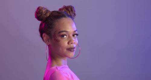 Glamorous Woman with Stylish Hair and Makeup