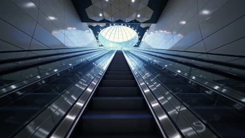 0 01388382Escalators inside the subway station. Dome inside the subway station