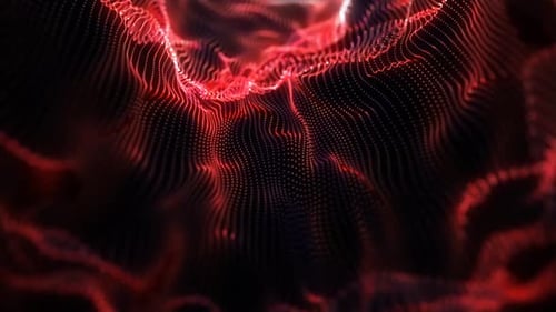 Abstract Red Particle Wave Digital Background Animation