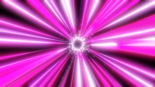 Radiant pink and white light rays bursting from a luminous center