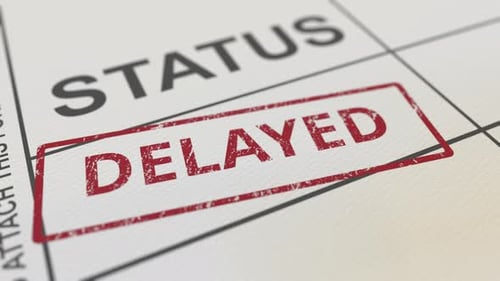 Animated Rubber Stamp Marking Document as Delayed
