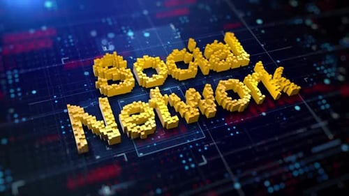 Digital Cube Social Network Title Animation on Futuristic Background