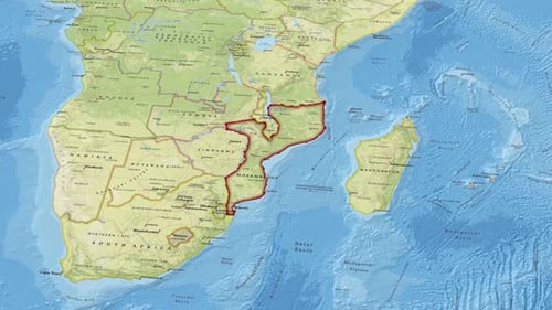 Animated Geographic Map of Mozambique with Zoom Highlight