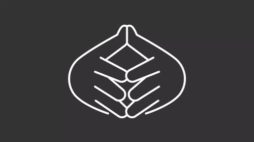Minimalist Line Art Praying Hands Gesture Animation
